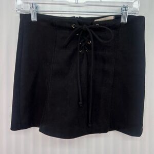 Newbury Kustom Black Faux Suede Laceup Mini Skirt Size S Small